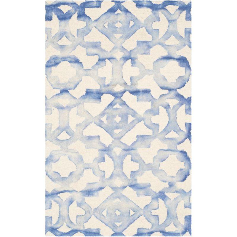 Hand-Tufted Woolen Splash Blue/Ivory Rectangular Rug - 3' x 5'