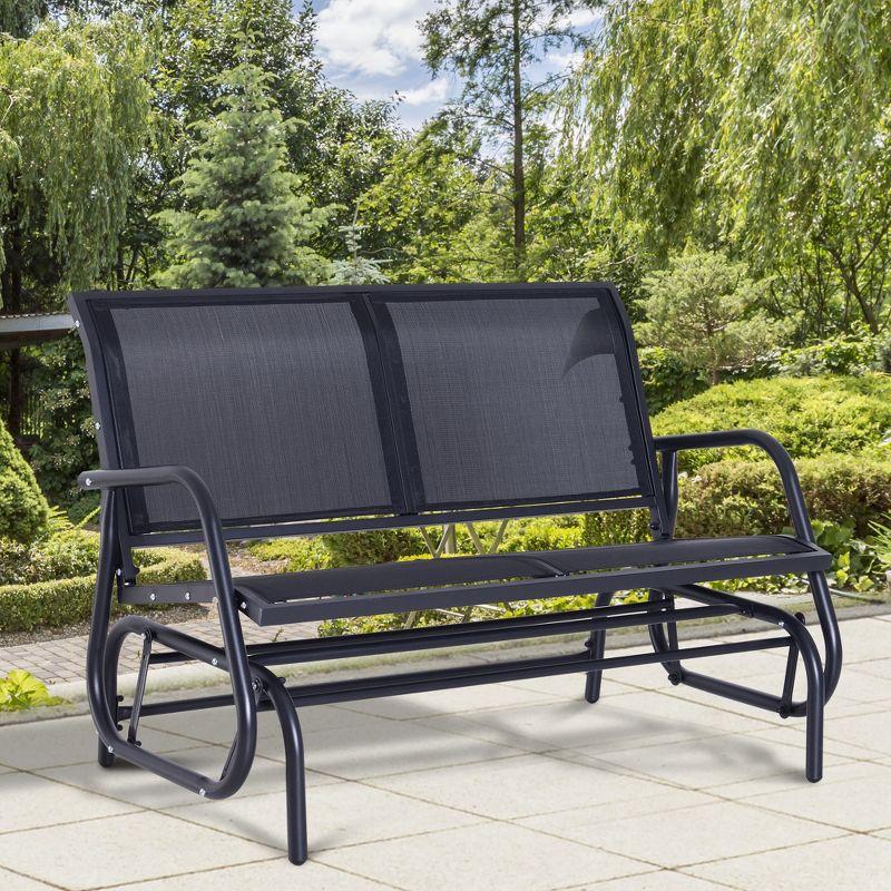 Soothing Mesh Ventilated Outdoor Glider Bench in Black