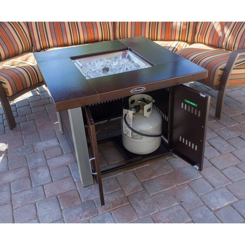 38-Inch Hammered Bronze and Stainless Steel Gas Fire Pit Table