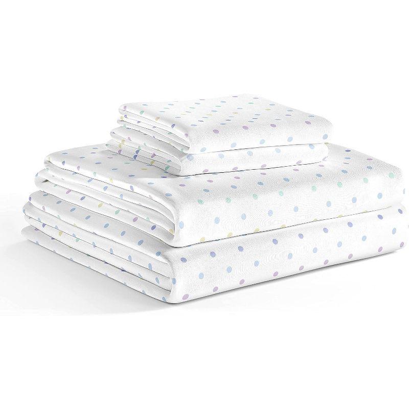 CGK Linens Kids 4 Piece Bed Sheet Set - Cute & Cozy Wrinkle-Resistant with Vibrant Designs in Multicolor Polka Dots, Size Full