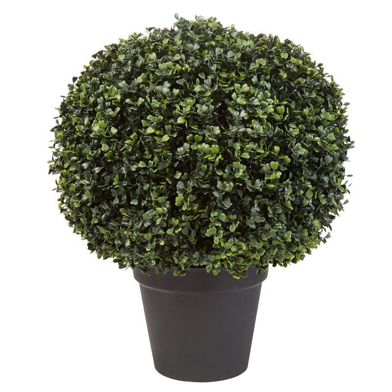 Pure Garden Indoor/Outdoor Artificial Boxwood Topiary - Faux Plant in Sturdy Pot