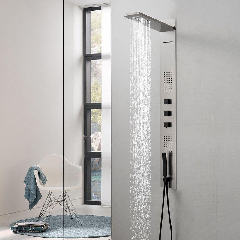 Nickel 4-Jet Rainfall Shower Panel System with Handheld Wand