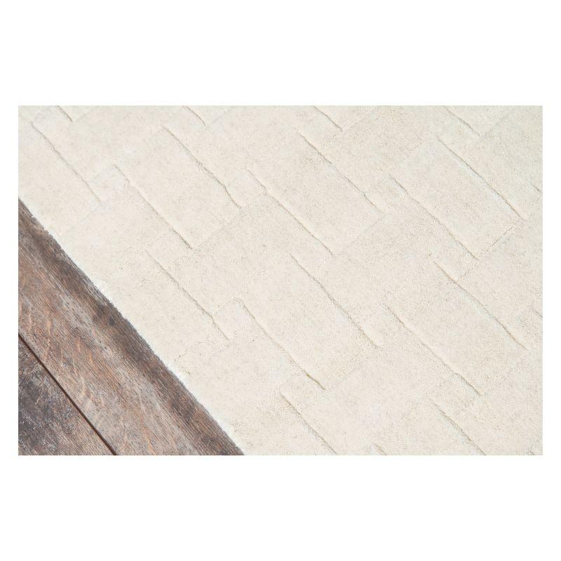 Ivory Basketweave 100% Wool Rug - Momeni