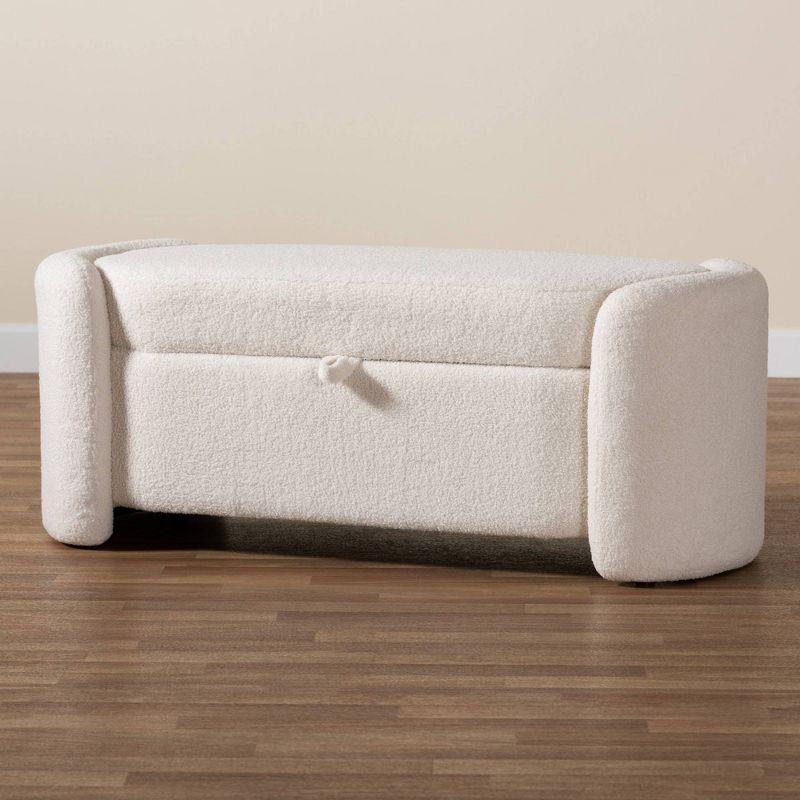 Oakes Boucle Upholstered Storage Bench Ivory - Baxton Studio