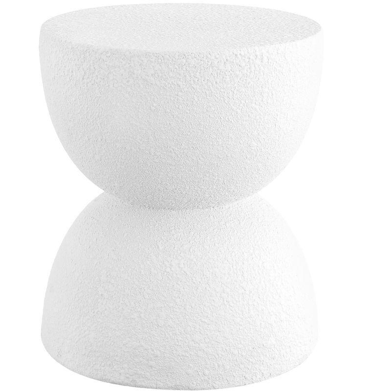 Greta 18" White Polyresin Mid-Century Modern Drum Accent Table