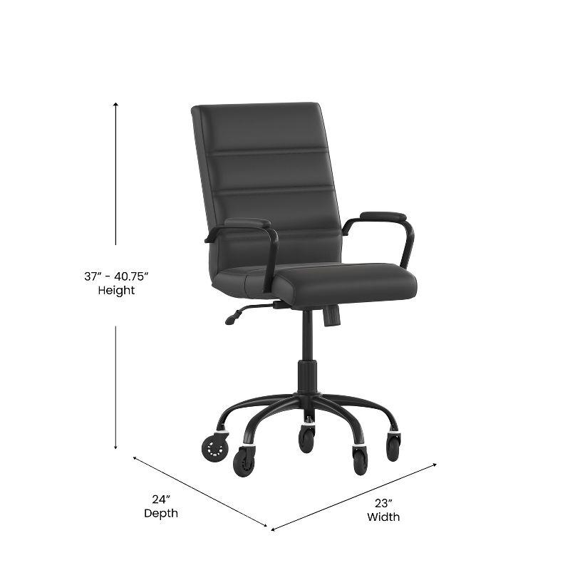 Flash Furniture Camilia Mid-Back Executive Swivel Office Chair with Arms, and Transparent Roller Wheels