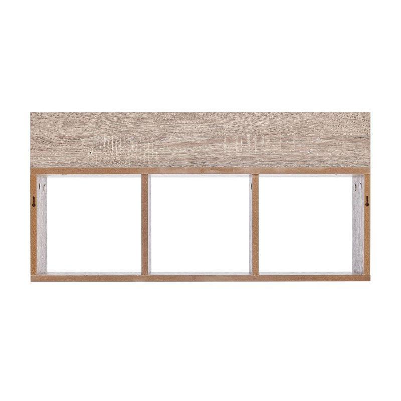 Danya B. 31.5" x 15.7" Modern 3 Cube Floating Wall Shelf with Display Ledge Weathered Oak: Laminated MDF, Iron Hardware