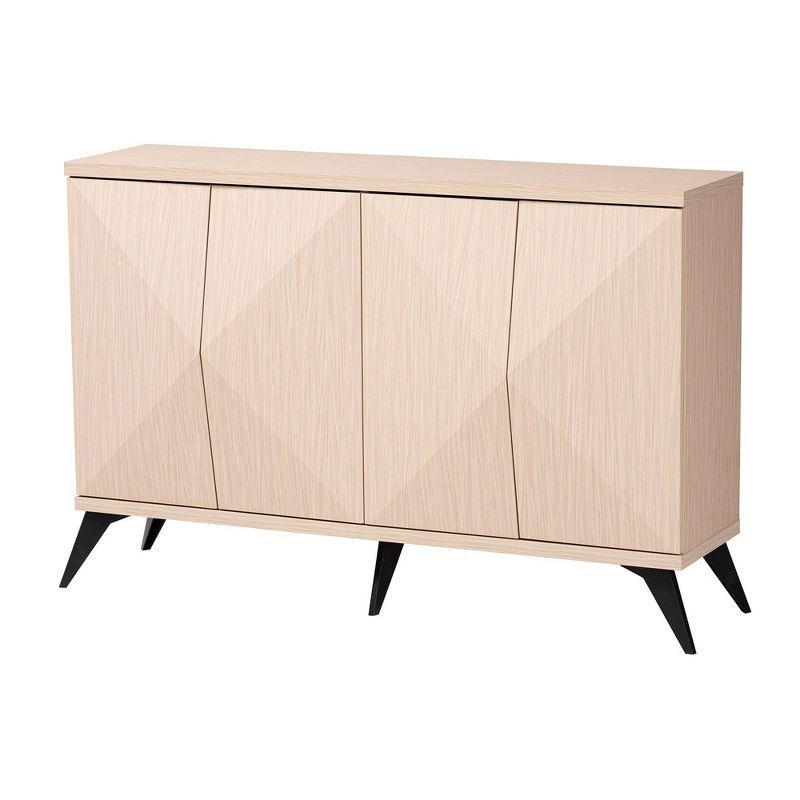 Baxton Studio Draper Two Tone Wood 4 Door Sideboard Buffet Light Brown/Black: Modern Storage Credenza