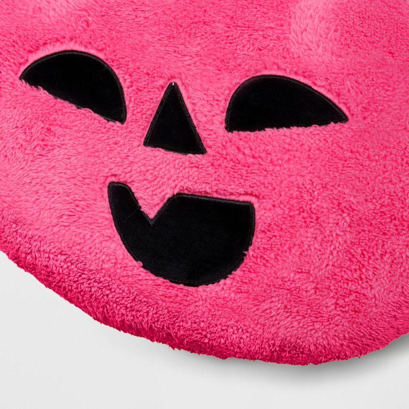 Pumpkin Shaped Faux Shearling Halloween Throw Pillow Pink - Hyde and EEK! Boutique™: Indoor Oval Cushion, Recycled Polyester Fill