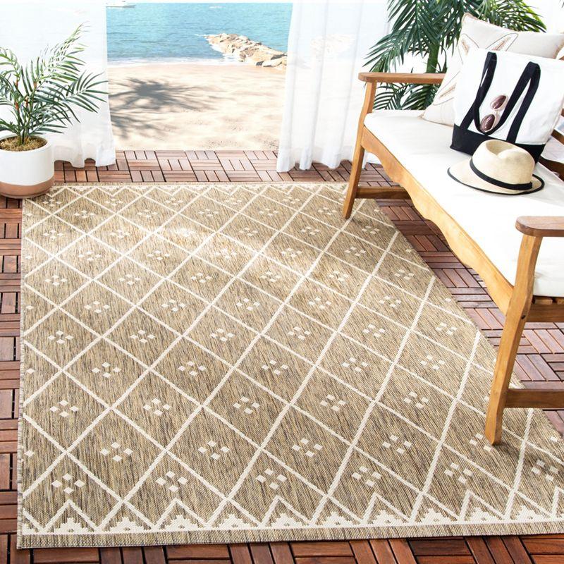 Courtyard Chic 59" Brown & Light Beige Synthetic Rectangular Rug