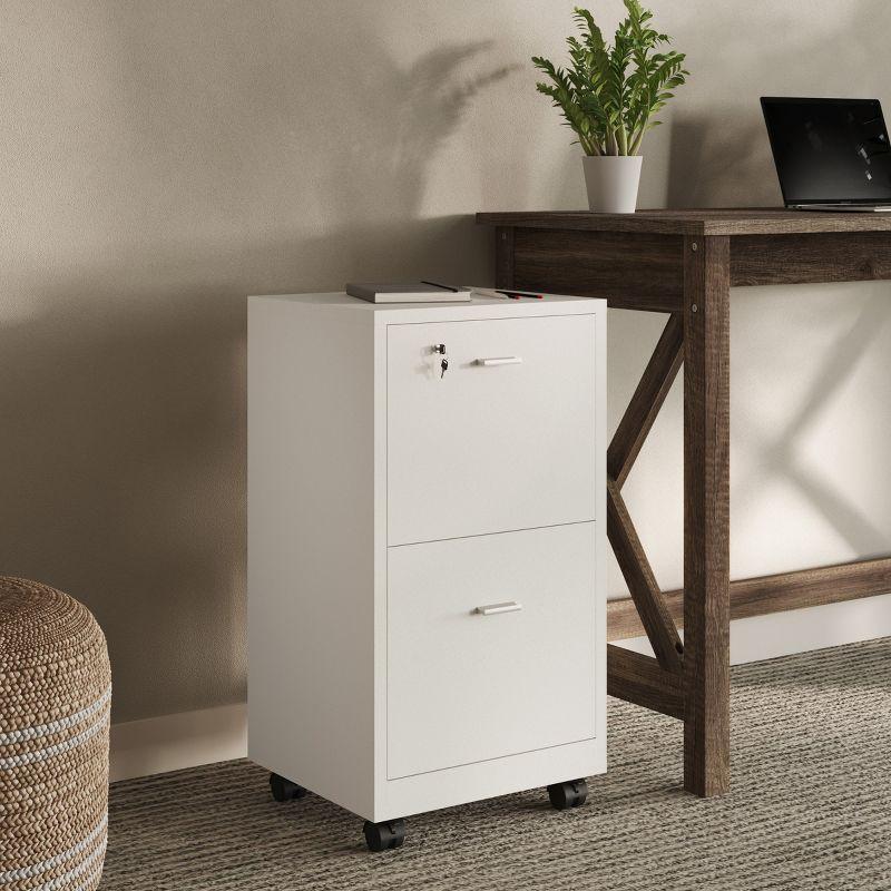 Lavish Home 2-Drawer File Cabinet with Lock and Rolling Wheels