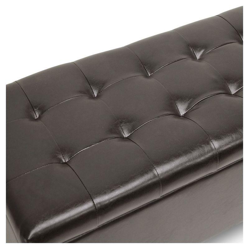 Roanoke Storage Ottoman Dark Brown - Baxton Studio: Upholstered Bench, Wood Frame, Spot Clean