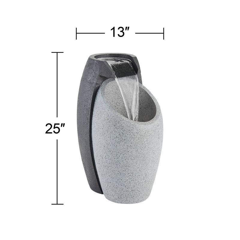 Waterfall 25" High Large Modern Indoor Outdoor Decor Faux Stone Floor Fountain with Light LED Standing Outside Garden Patio Yard