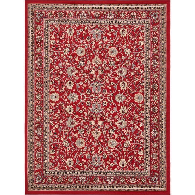 Transitional Red/Ivory 9' x 12' Stain-Resistant Synthetic Area Rug