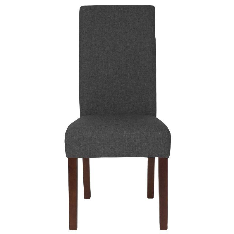 Flash Furniture Greenwich Series Gray Fabric Upholstered Panel Back Mid-Century Parsons Dining Chair