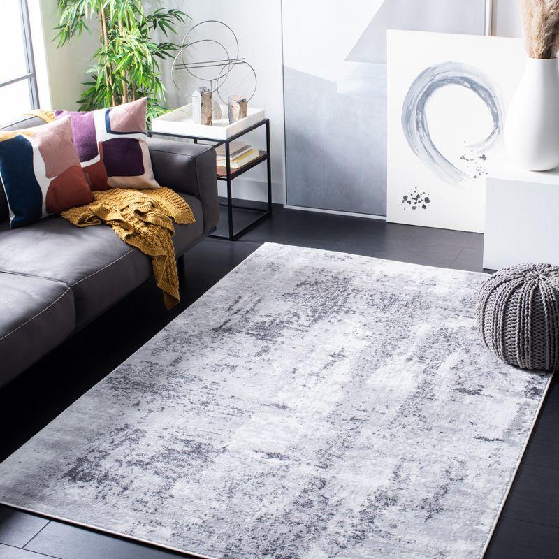 Amelia 6'7" Square Grey and Ivory Abstract Area Rug