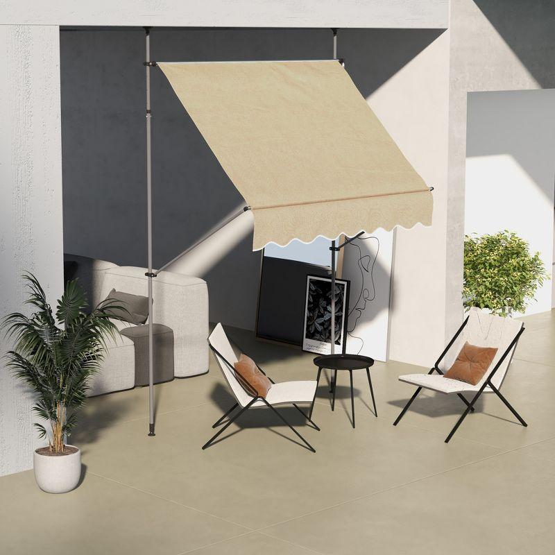 Outsunny D Polyester Cover Retractable Patio Awning