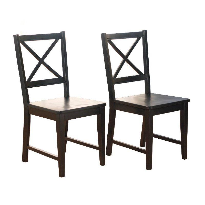 Virginia Black Cross Back Solid Wood Dining Chairs, Set of 2