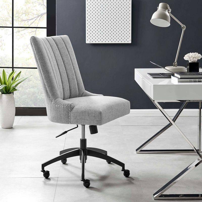 Modway Empower Channel Tufted Fabric Office Chair Black/Light Gray: Modern Desk Chair with Casters, Adjustable Height