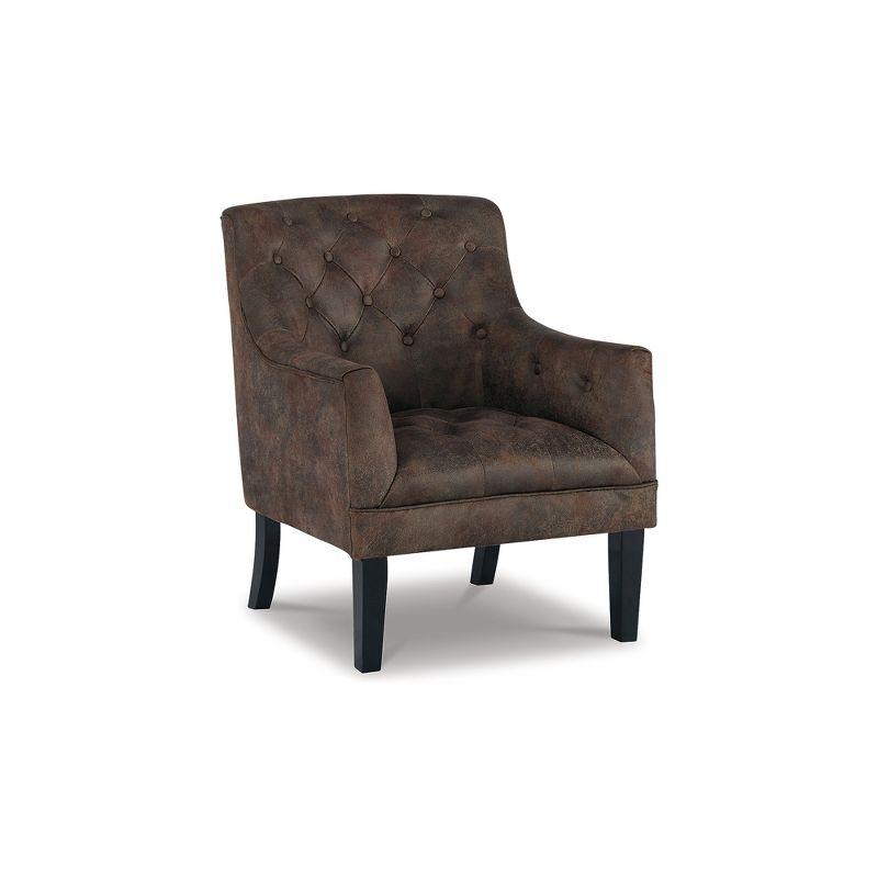 Mahogany Brown Faux Leather French Country Accent Chair