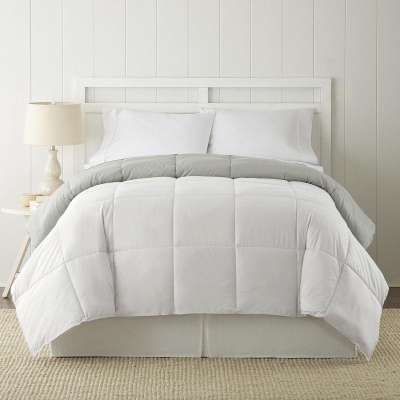 Twin White and Gray Reversible Microfiber Duvet