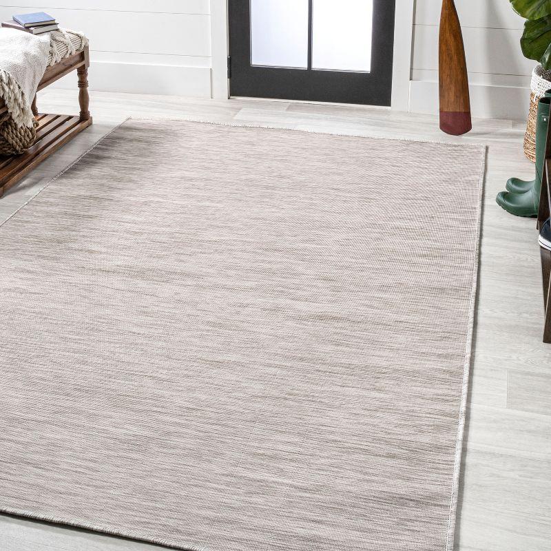 8'x10' Ethan Modern Flatweave Solid  Area Rug, Light Gray - JONATHAN Y