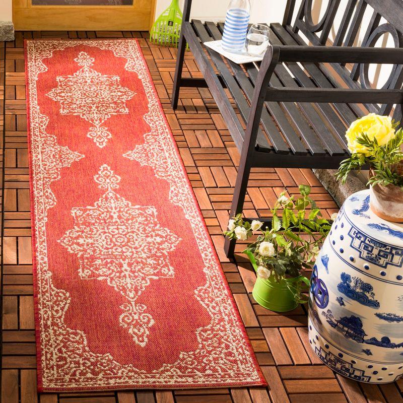 Beach House BHS180 POWER LOOMED Indoor/Outdoor Runner Rug - Red/Creme - 2'2"x6' - Safavieh