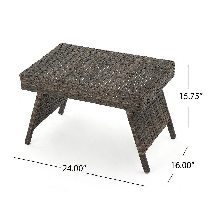 Thira Wicker Adjustable Folding Side Table - Mocha - Christopher Knight Home: Patio Furniture, Water-Resistant