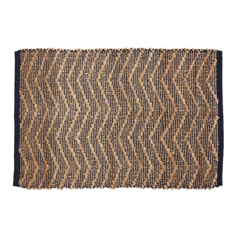 Design Imports Natural Jute Chevron - French Blue - 2 X 3 Ft