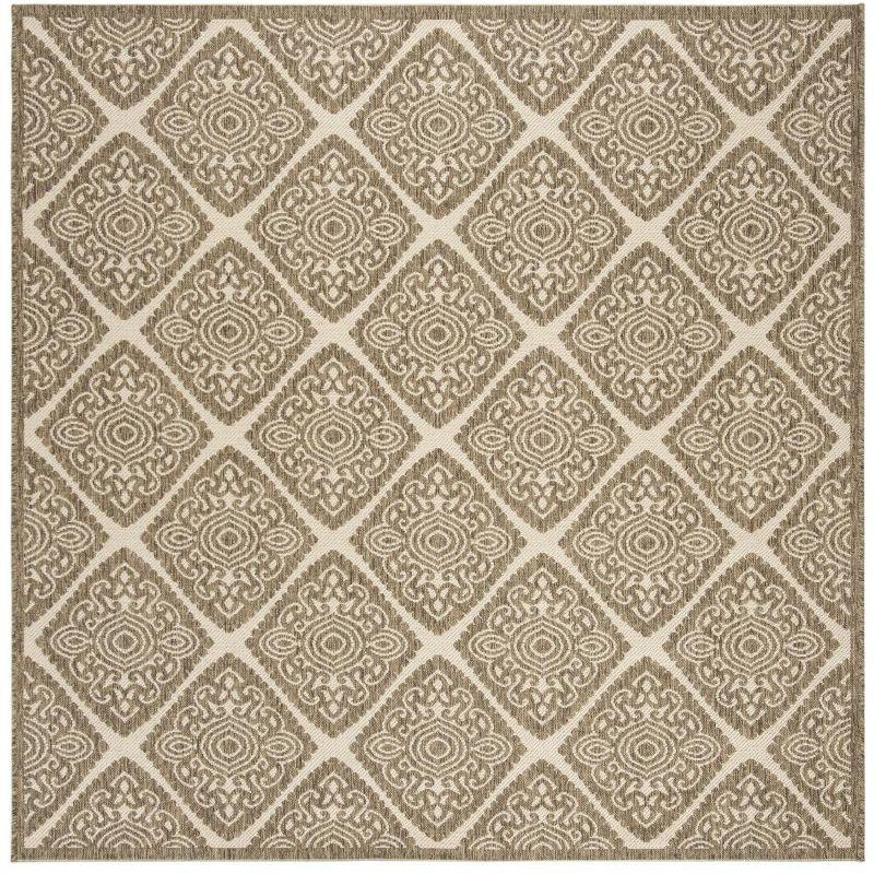 Linden LND132 Power Loomed Area Rug - Cream/Beige - 6'7"x6'7" - Safavieh