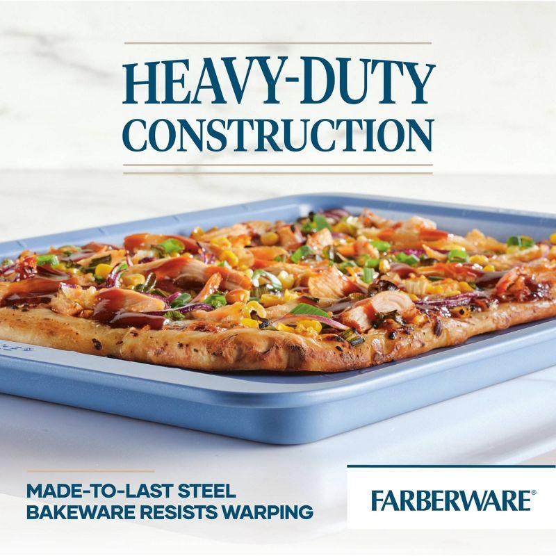 Farberware Easy Solutions 11"x17" Nonstick Steel Bakeware Cookie Pan Baking Sheet - Blue: Dishwasher-Safe Rectangle Sheet