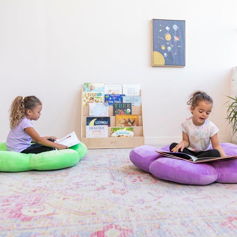 Bright Green Flower-Shaped Kids Floor Cushion