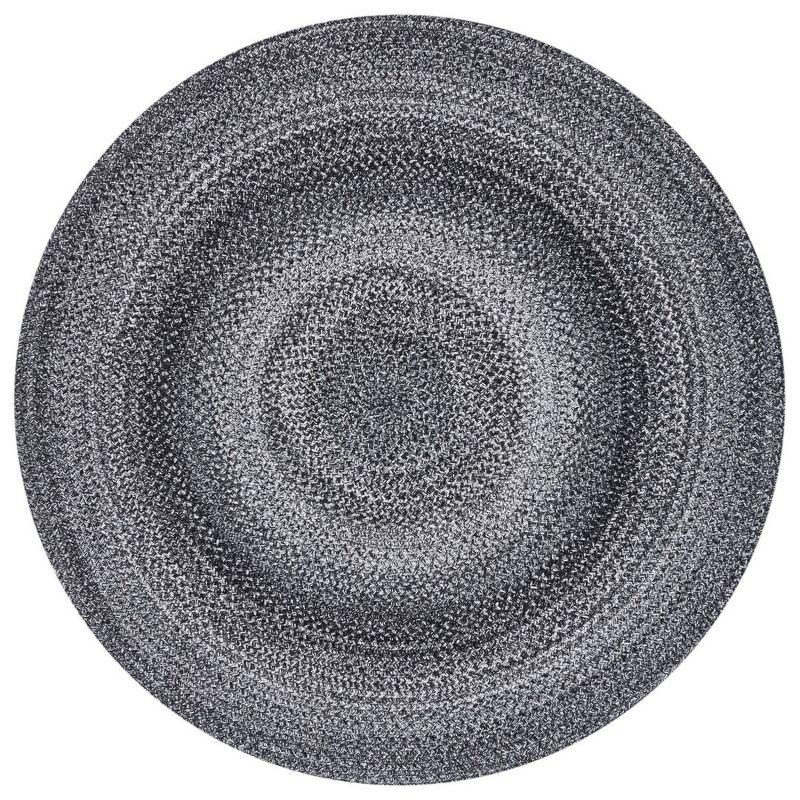 Braided BRD804 Hand Woven Area Rug - Black/Ivory - 4' round - Safavieh.