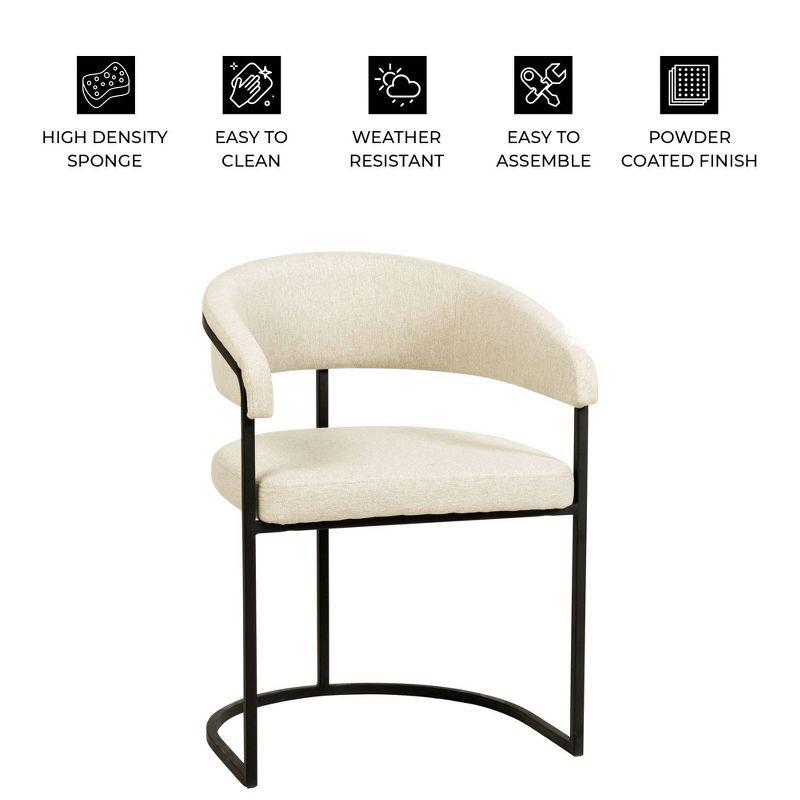LeisureMod Aero Modern Curve-Back Dining Arm Chair with Leather Upholstery and Metal Legs – Accent Seating for Dining Rooms, Kitchens, or Offices