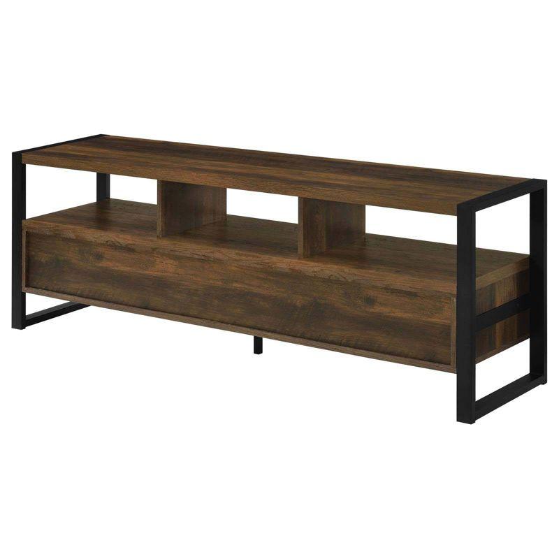 James 60" Dark Pine Rustic TV Stand with 3 Drawers