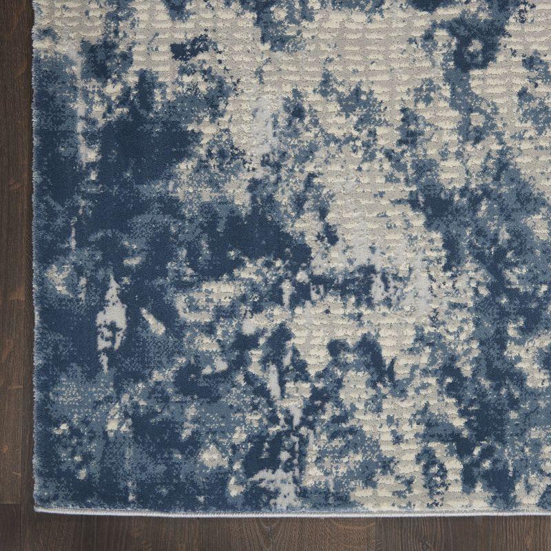 Gray and Blue Abstract 4' x 6' Synthetic Area Rug