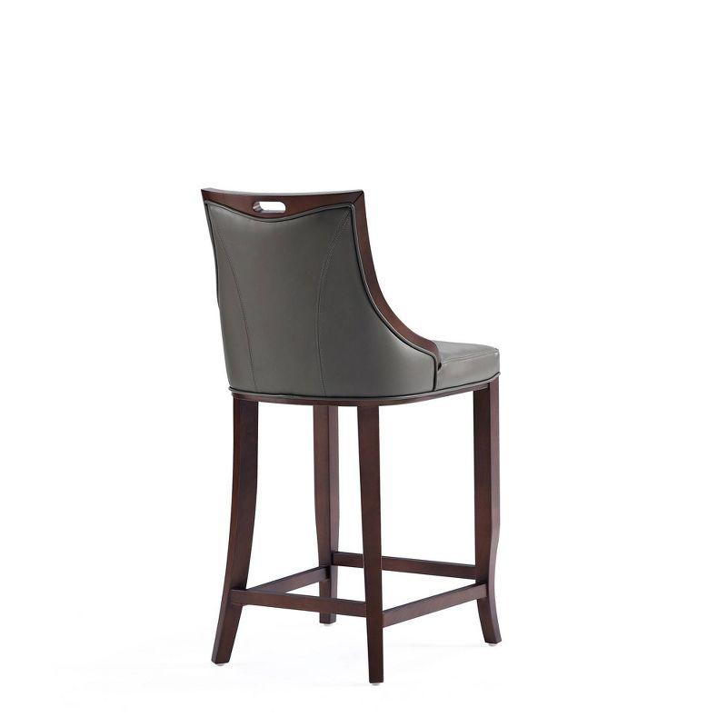 Manhattan Comfort Emperor Faux Leather Barstool Pebble Gray: Beechwood Legs, Upholstered, Fixed Height 27"