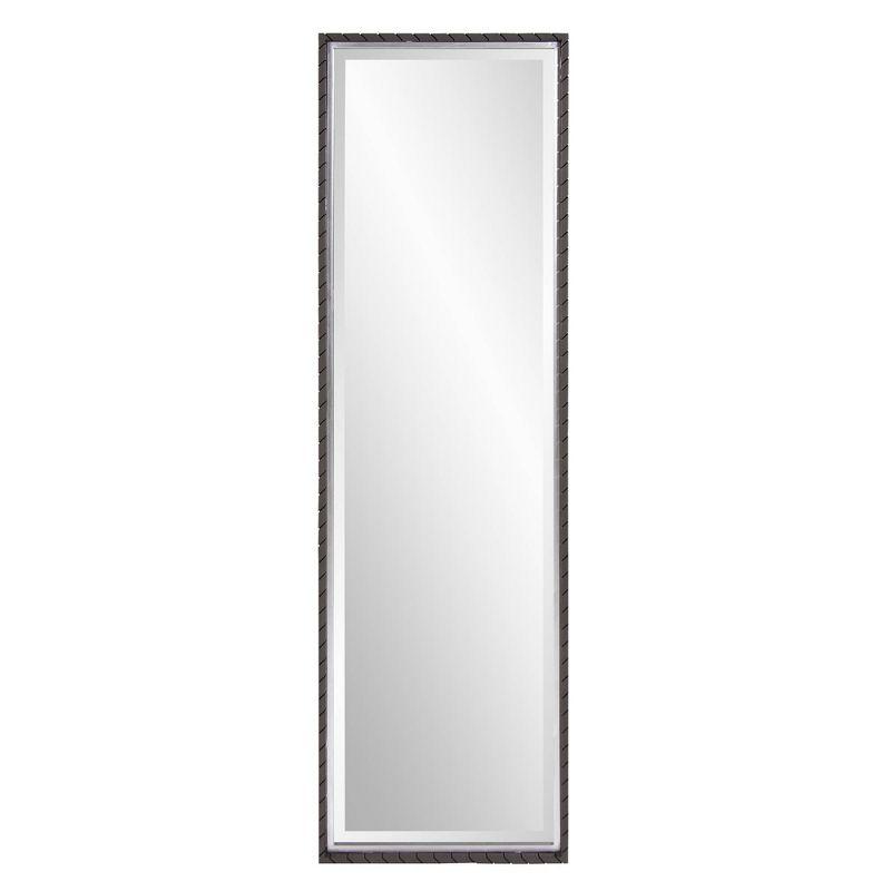 Cantera Slim Black Iron Frame Dressing Mirror with Silver Inset