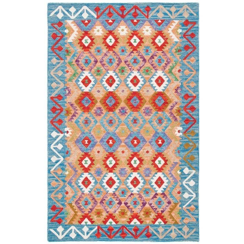 Handmade Light Blue Tufted Wool Area Rug 59" x 84"