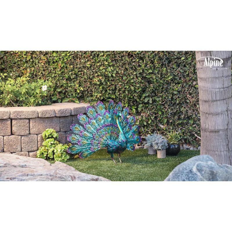 Vibrant Multicolor Metal Peacock Lawn Decoration, 32"