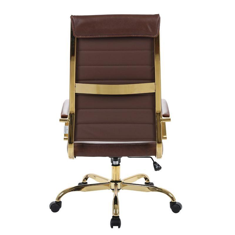Everly Quinn Humairaa Benmar Leather Office Chair in Gold Base