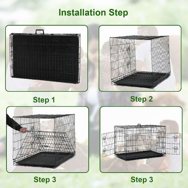 BestMassage 42 Inch Dog Crate Dog Cage Dog Kennel with Double Door Removable Tray & Handle Indoor Outdoor Pet Crate, Black