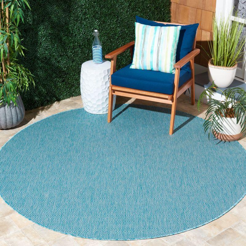 Courtyard CY8520 Power Loomed Indoor and Outdoor Area Rug - Aqua/Aqua - 5'3" Round - Safavieh