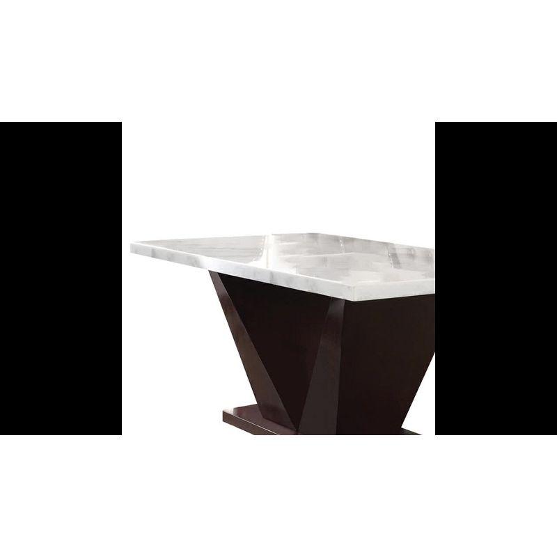 Contemporary Forbes 62" White Marble & Walnut Dining Table