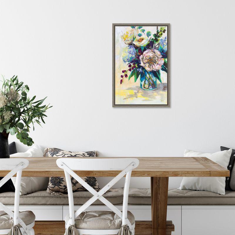 Amanti Art Glowing on White (Bouquet in Vase) by Jeanette Vertentes Canvas Wall Art Print Framed 16 x 23-in.