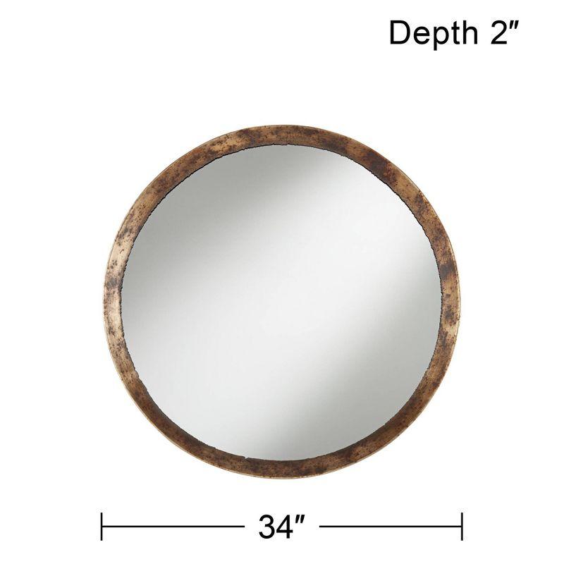 Uttermost Tortin Round Vanity Decorative Wall Mirror Rustic Hammered Jagged Metal Frame 34" Wide for Bathroom Bedroom Living Room Office Home Entryway