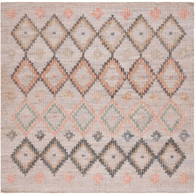 54" Beige and Gold Handmade Cotton Flat Woven Area Rug