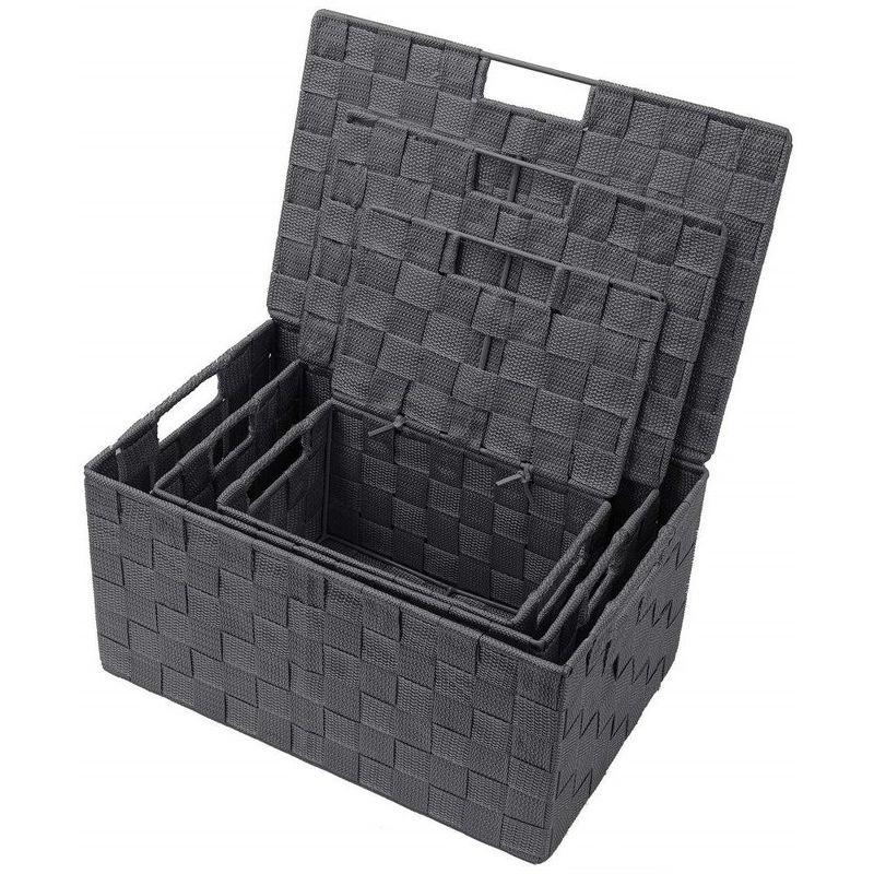 Weave Stackable Fabric 3 Piece Basket Set