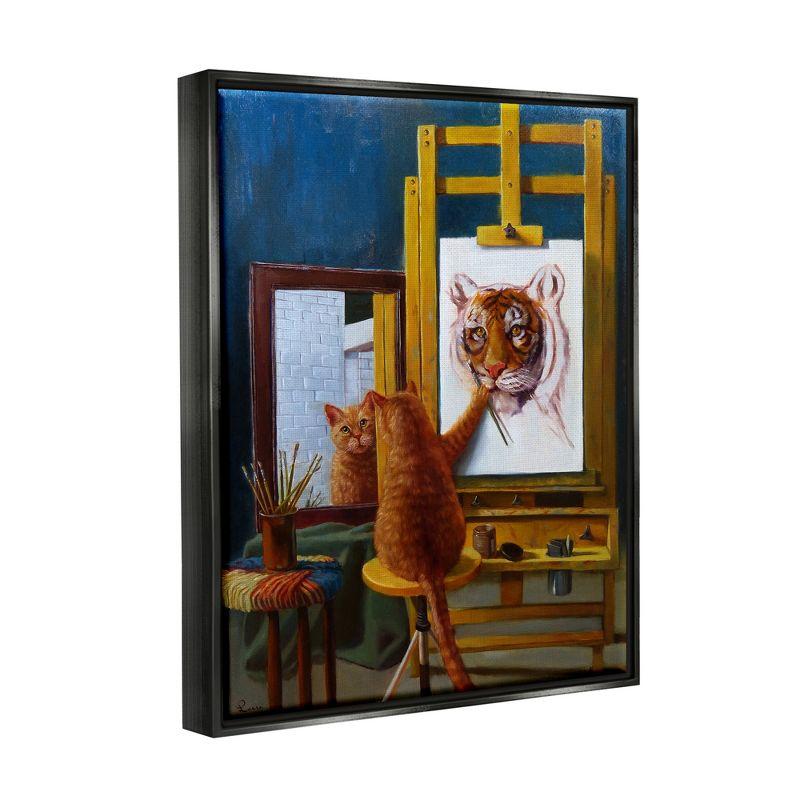 Stupell Industries Cat Confidence Self Portrait as a Tiger Funny Painting