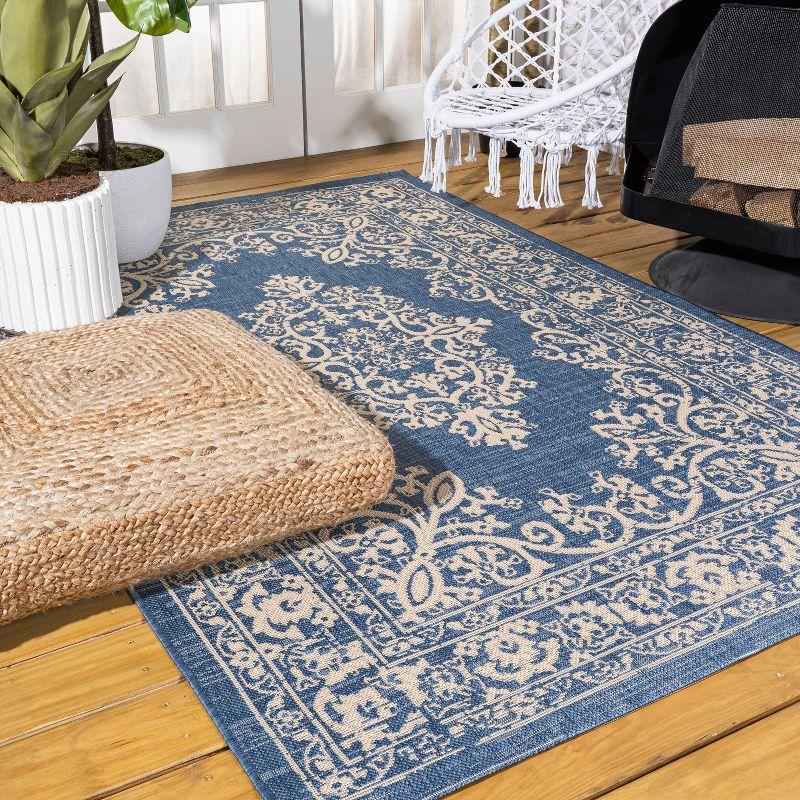 Mediterranean Dream Blue & Ivory Synthetic Medallion Rug